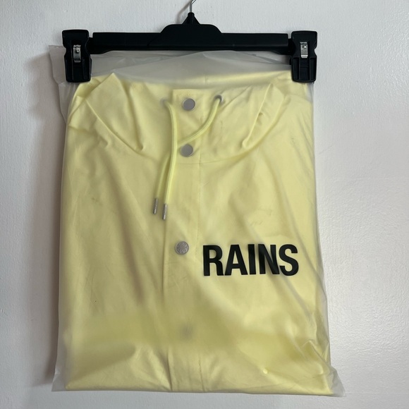 NWT RAINS Unisex Long Waterproof Jacket Full Snap Hood Pockets Sizes S,M, L. - Picture 10 of 10